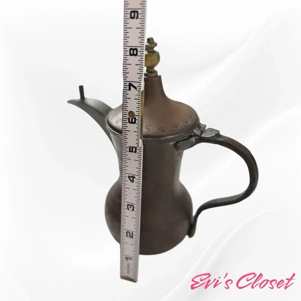 Copper Dallah Coffee Pot Maker And Serving Plate Middle Eastern Moroccan